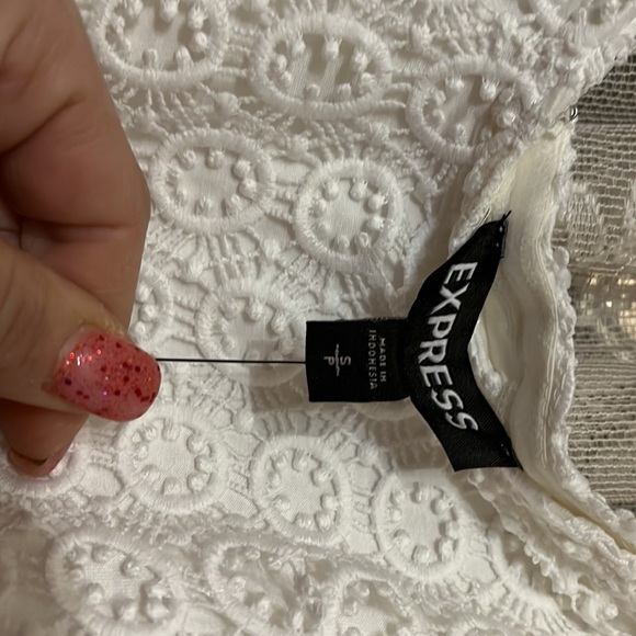 Brand new express, white summer dress crochet, / bridal shower size small - Picture 2 of 5